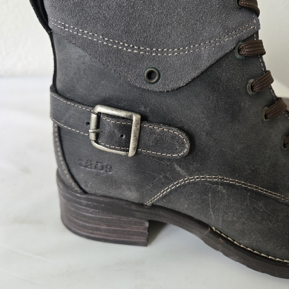 Taos Crave Boots Gray Leather Suede Lace-up Combat Moto Size 41 or US 10 / 10.5 - Picture 4 of 16